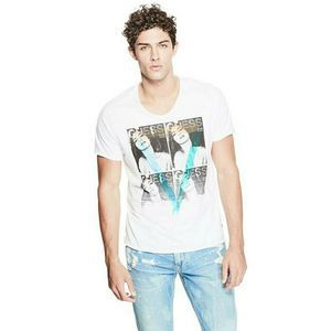 Guess Men's Basic Graphic Mag V Neck Tee Shirt